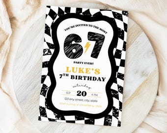 6 7 Birthday Invitation, Six Seven Meme, 7th Birthday Invitation, Trending Meme Six Seven Party Invite, Bruh Birthday (Instant Download)
