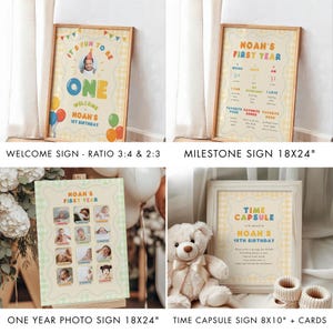 Its Fun To Be One Birthday Bundle, Colorful 1st Birthday Pack, One Is Fun, Hand Drawn Gingham (Instant Download) image 4