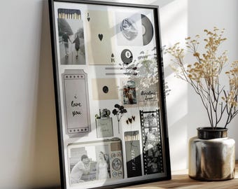 Streichholzschachtel Poster, Streichholzbriefchen Kunst, schwarz & weiß Poster, Geburtstagsgeschenk für Freunde, Canva Vorlage, Retro Wandkunst, Sofort Download