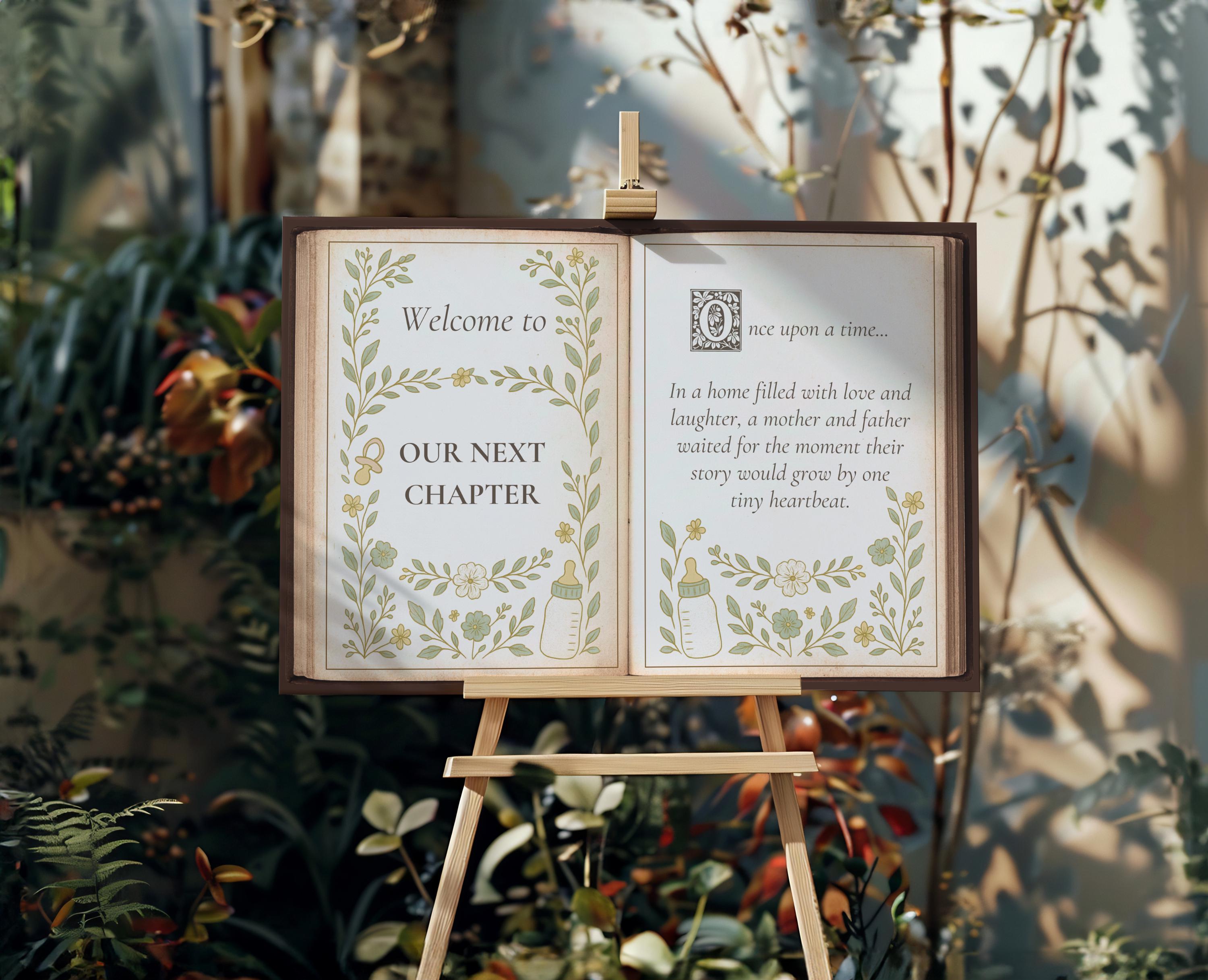 Our Next Chapter Baby Shower Welcome Sign, A New Chapter Begins, Book ...