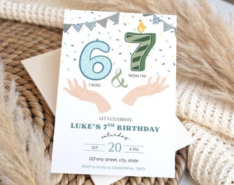 6-7 Birthday Invite for Boys, 7th Birthday Invitation, Trending Six Seven Party Invite, Bruh Birthday (Instant Download)