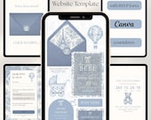 Bonjour Bebe Baby Shower Website Template with RSVP & Countdown: Toile de Jouy Editable Animated Invitation