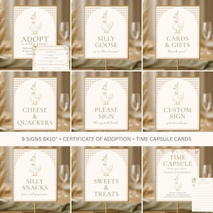 One Silly Goose Party Sign Bundle: Editable Adoption Certificate (Digital Download)