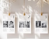 Personalized Wedding Seating Chart Template: Childhood Photo Table Numbers (5x7" Canva Editable Digital Download )
