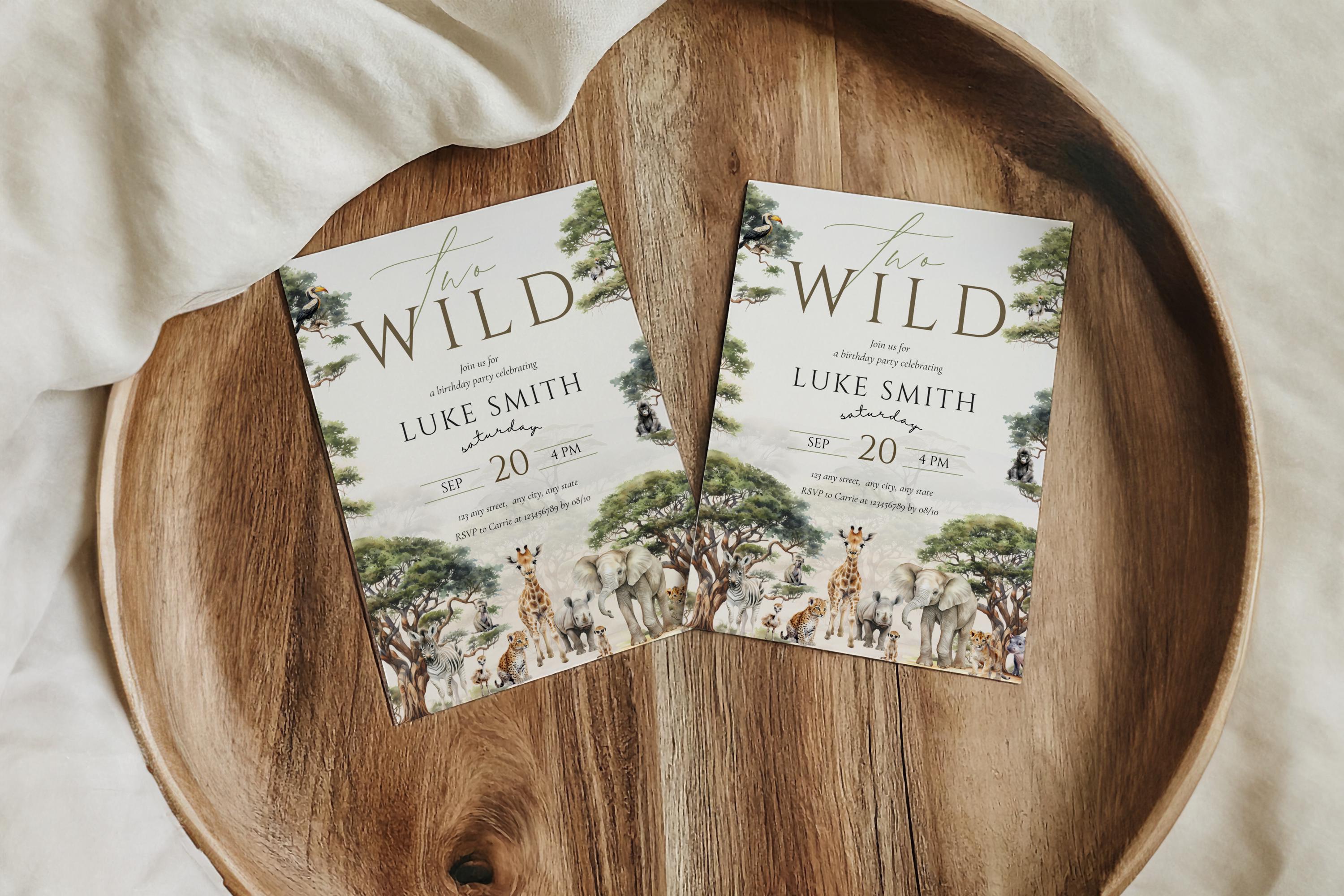 Two Wild 2nd Birthday Invite, Safari Bday Theme Invitation, Calling All ...