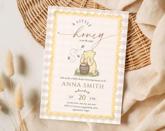 Winnie-the-Pooh Baby Shower Invitation, Little Honey Invite,Story Book Shower (Instant Download, Canva Template)
