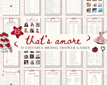 Italian Bridal Shower Games Bundle: La Dolce Vita Theme (Digital Download, 5x7" Canva Template)