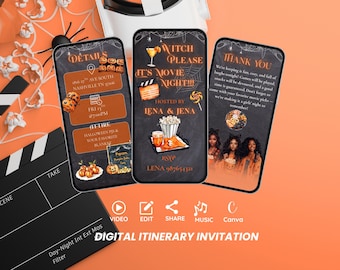 Witch Please Halloween Movie Night Invitation: Editable Canva Template (MP4 Digital Download