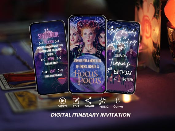 Hocus Pocus Halloween Invitation: Witchy Sanderson Sisters Video Evite (MP4 File)