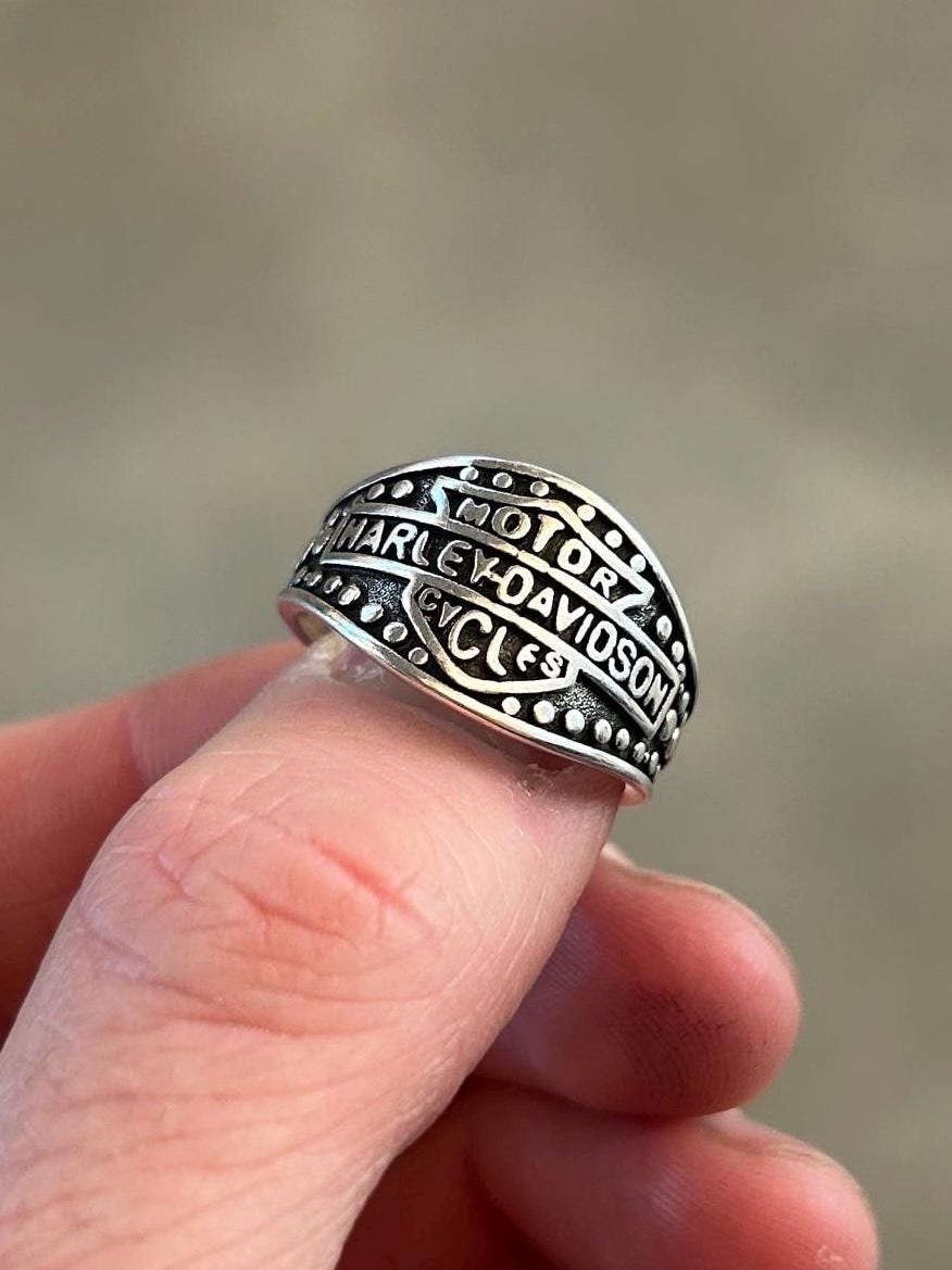Harley-Davidson 六角形 リング 925 シルバー Chopper Motorcycle Engine Biker Ring - Bikerringshop