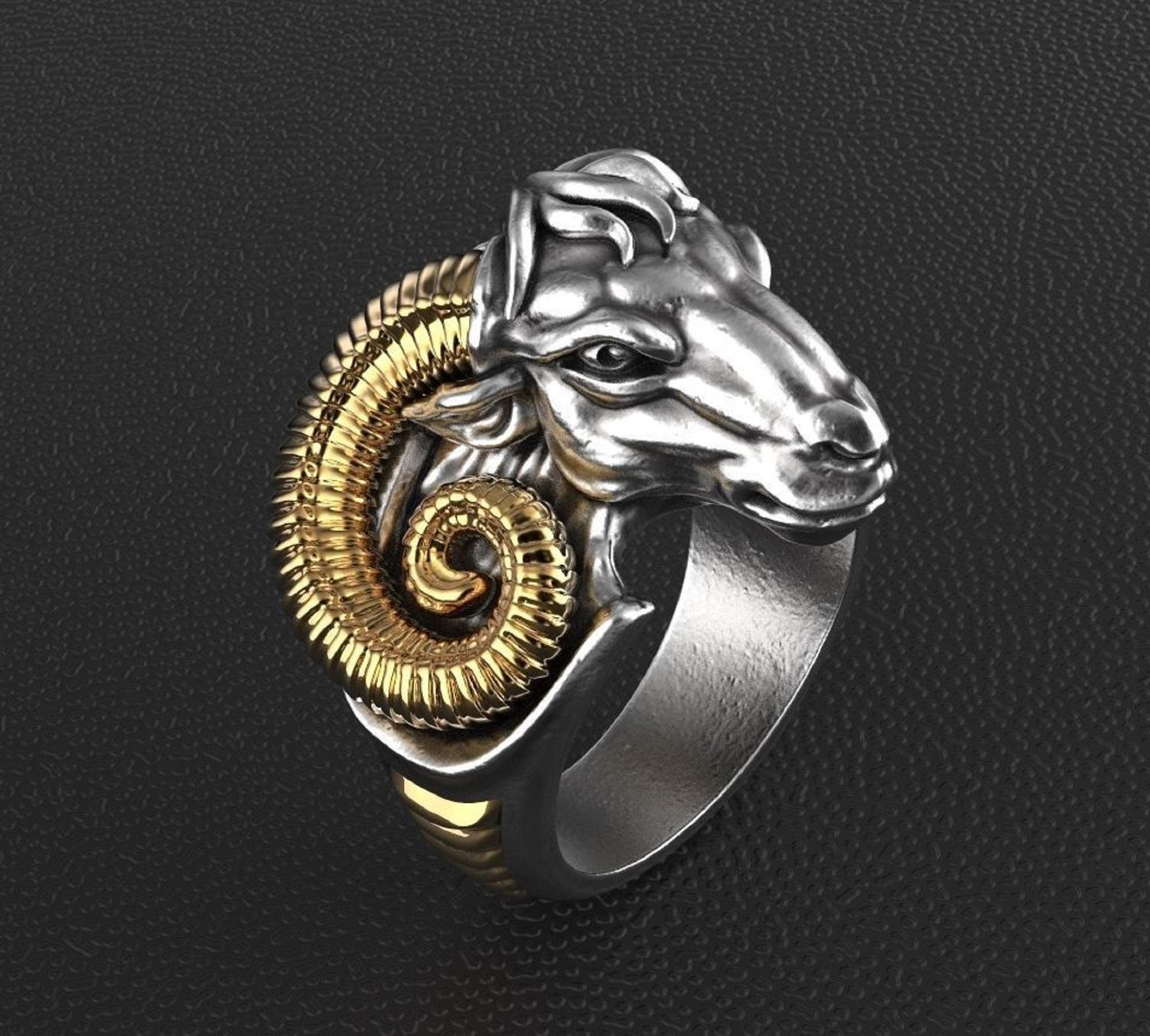 Hip Hop Jewelry Sheep Head Design Moissanite Diamond Ring