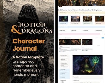 DnD Character Journal | Notion Template for Roleplay & Story-Driven Players | Light