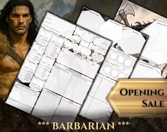 Barbarian Character Sheet DnD 5e: 5-Page Printable PDF