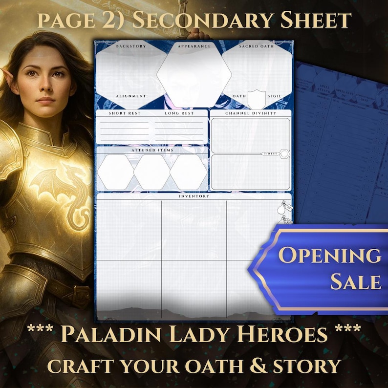 Paladin Character Sheet Dnd 5e: 5-page Printable PDF - Etsy