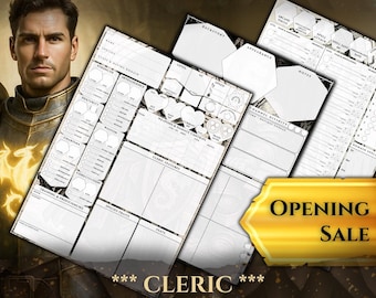 Cleric Character Sheet DnD 5e: 5-Page Printable PDF