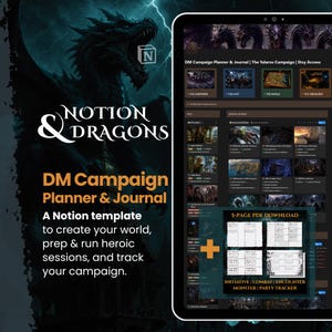 DM Ultimate Bundle: DnD Notion Campaign Planner & Journal + PDF Initiative | Encounter | Combat Tracker