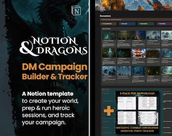 DM Ultimate Bundle: DnD Notion Campaign Planner & Journal + PDF Initiative | Encounter | Combat Tracker