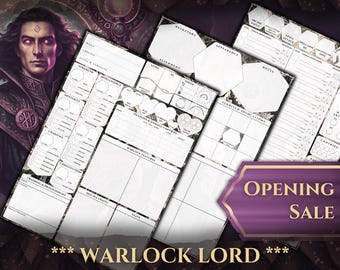 Warlock Character Sheet DnD 5e: 5-Page Printable PDF