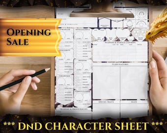 DnD 5e Character Sheet: 5-Page PDF