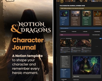 DnD Character Journal | Notion Template for Roleplay & Story-Driven Players | Dark