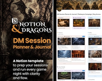 Dungeon Master Session Journal | DnD Session-to-Session Planner | Notion | Light