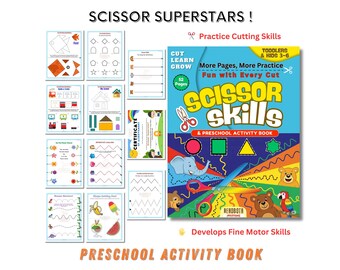 Scissor skills | Preschool Activity book | Cutting practice | Fine motor skills | Toddler activities | Preschool cutting | kids Activity