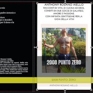 Può includere: Copertina di libro con testo in italiano su sfondo nero. La copertina presenta una foto di un uomo bagnato dall'acqua. Il titolo "2008 Punto Zero" è in evidenza. Autore: Anthony Rosano Aiello.