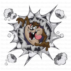 Taz wall art, Looney Tunes decor, cartoon splash print, retro animation gift, wild energy design, fun home decor, birthday gift