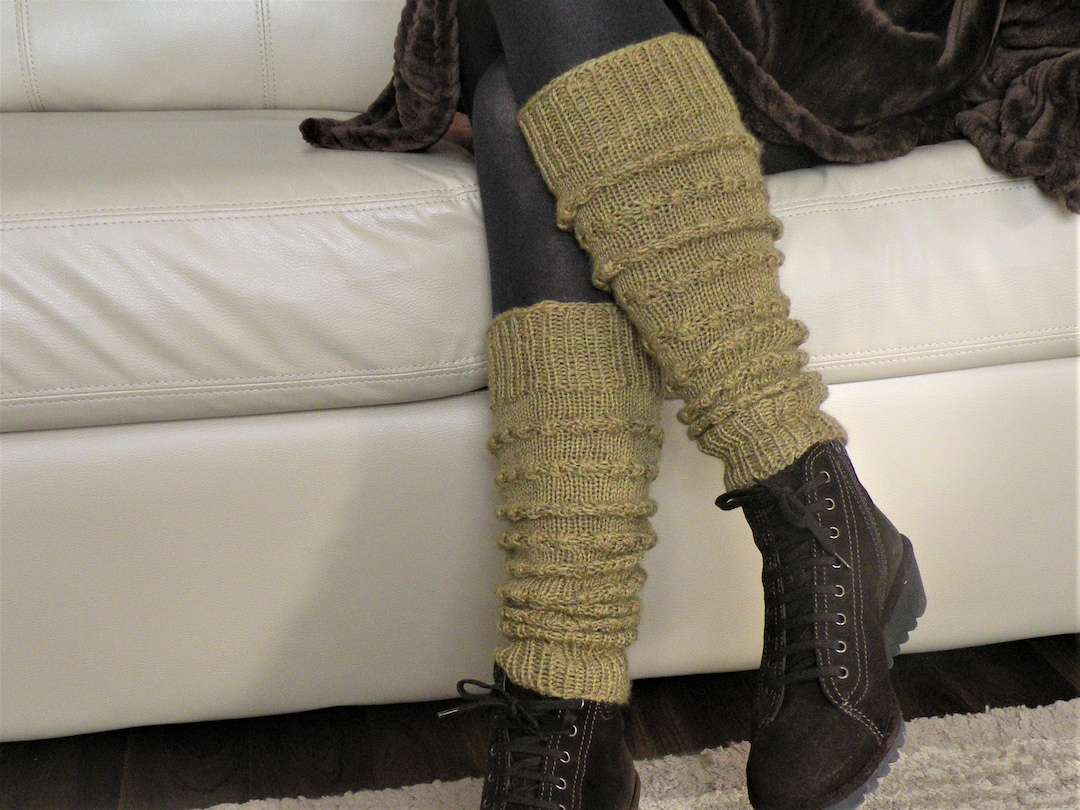 Wool Leg Warmers Pilates Socks Handmade Slouchy Leg Warmers Boot Sleeve Long Leg Warmers Dance
