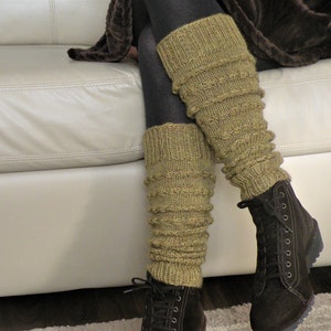 Wool Leg Warmers Pilates socks Handmade Slouchy leg warmers Boot sleeve Long leg warmers Dance leg warmers Cozy knit cuffs image 1