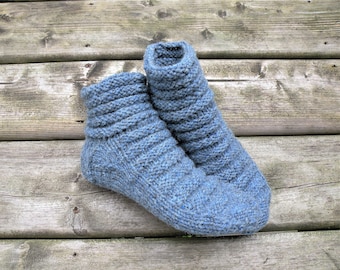 Cozy Wool Nylon Slippers Chunky Hand Knit Short Socks Womens House Winter Wool Slippers Socks, Gift for Her, Mother, Sister, Wife