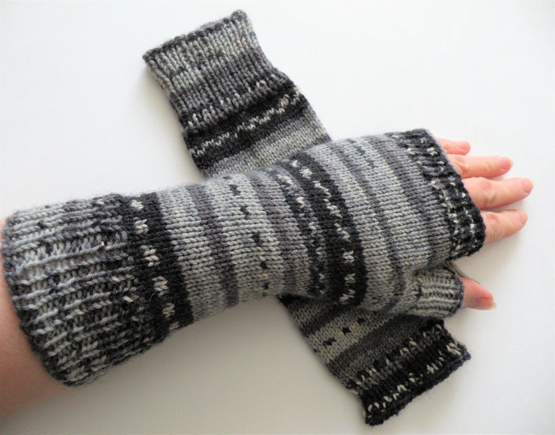 Hand Knit Wool Fingerless Long Gloves Arm, Hand, Wrist Warmers Texting, Computer, Driving Gloves Gift for her, Mother, Sister, Wife image 2