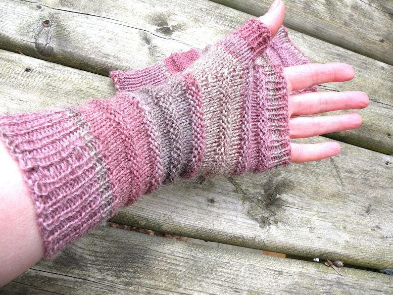 Hand Knit Wool Fingerless Long Gloves Arm, Hand, Wrist Warmers Texting, Computer, Driving Gloves Gift for her, Winter gloves, Gift for wife image 4