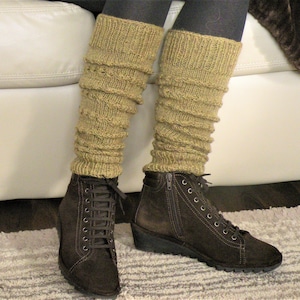 Wool Leg Warmers Pilates socks Handmade Slouchy leg warmers Boot sleeve Long leg warmers Dance leg warmers Cozy knit cuffs image 6