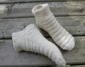 Cozy Wool Nylon Slippers Chunky Hand Knit Short Socks Womens House Winter Wool Slippers Socks, Gift for Her, Mother, Sister, Wife