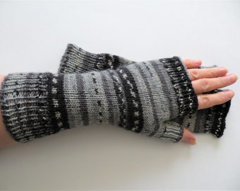 Hand Knit Wool Fingerless Long Gloves Arm, Hand, Wrist Warmers Texting, Computer, Driving Gloves Gift for her, Mother, Sister, Wife