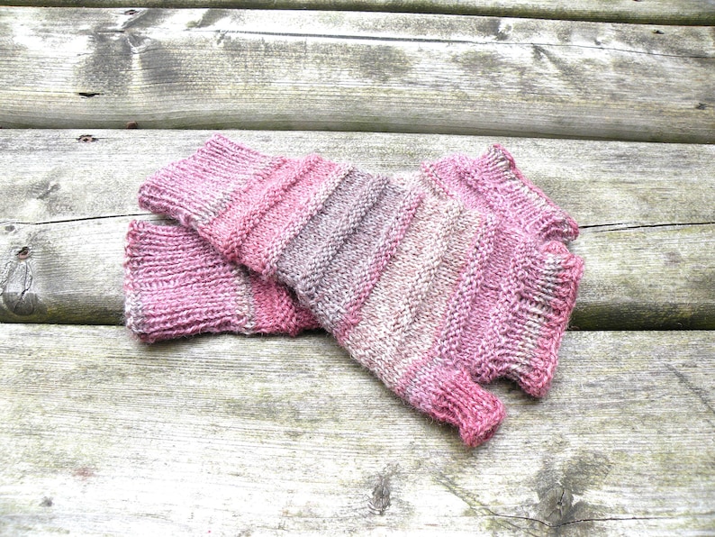 Hand Knit Wool Fingerless Long Gloves Arm, Hand, Wrist Warmers Texting, Computer, Driving Gloves Gift for her, Winter gloves, Gift for wife image 3