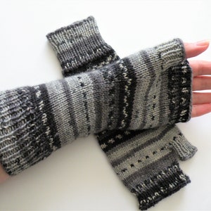 Hand Knit Wool Fingerless Long Gloves Arm, Hand, Wrist Warmers Texting, Computer, Driving Gloves Gift for her, Mother, Sister, Wife image 3