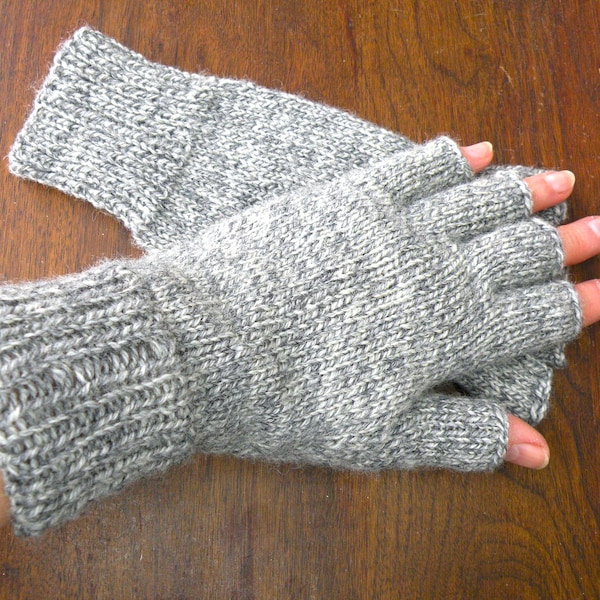 Mitaines tricotées à la main : SMS, ordinateur, conduite Chauffe-mains et poignets en laine mérinos