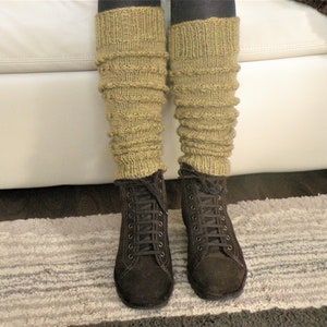 Wool Leg Warmers Pilates socks Handmade Slouchy leg warmers Boot sleeve Long leg warmers Dance leg warmers Cozy knit cuffs image 4