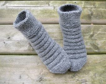 Cozy Wool Nylon Slippers Chunky Hand Knit Short Socks Womens House Winter Wool Slippers Socks, Gift for Her, Mother, Sister, Wife