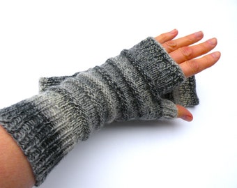 Gants longs sans doigts en laine tricotés à la main, main, chauffe-poignets SMS, ordinateur, gants de conduite, cadeau pour elle, gants d'hiver, cadeau pour femme