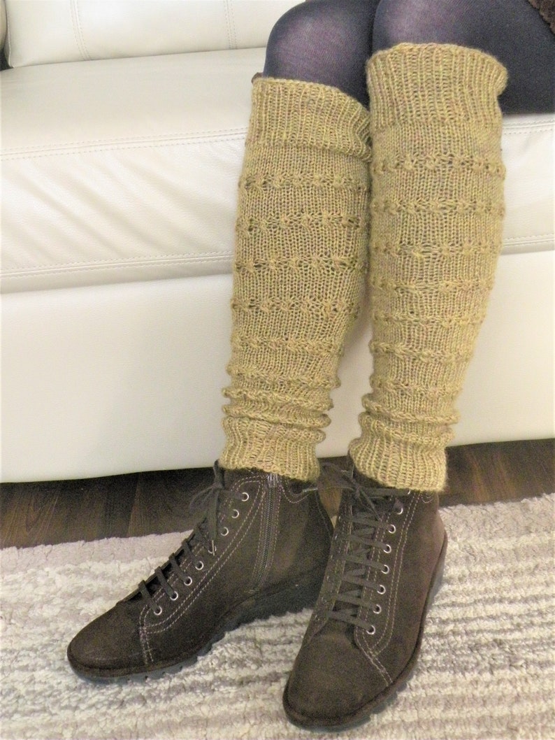 Wool Leg Warmers Pilates socks Handmade Slouchy leg warmers Boot sleeve Long leg warmers Dance leg warmers Cozy knit cuffs image 5