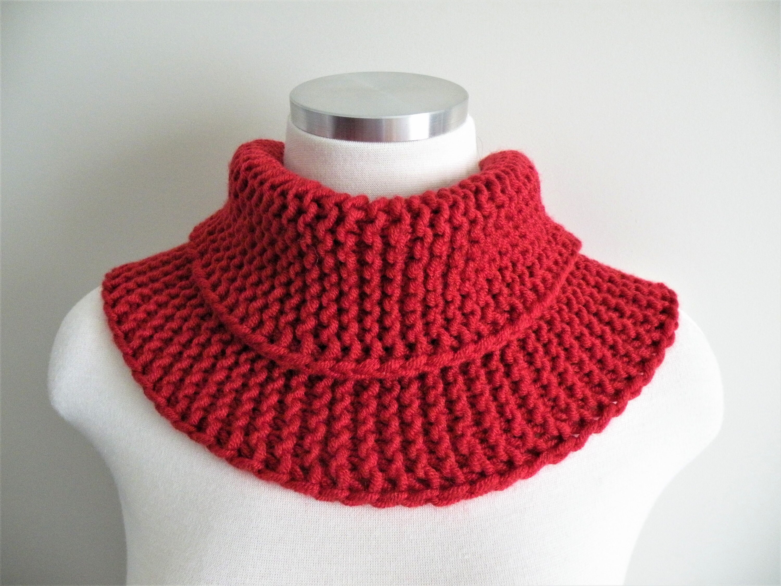 Hand Knit Red Cowl Scarf: Chunky Wool Blend Neck Warmer - Etsy