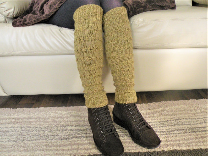 Wool Leg Warmers Pilates socks Handmade Slouchy leg warmers Boot sleeve Long leg warmers Dance leg warmers Cozy knit cuffs image 2