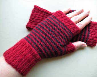 Angora laine tricot à la main femmes gants laine SMS, ordinateur, conduite gants sans doigts, poignet/mains chauffe cadeau pour elle