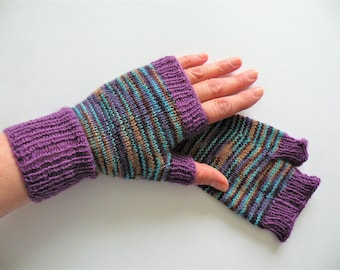 Gants en laine mérinos tricotés à la main pour femmes, ordinateur, gants sans doigts de conduite, chauffe-poignets/mains cadeau pour elle, mère, sœur, épouse