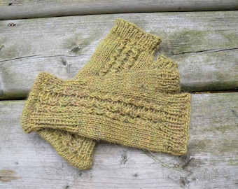 Hand Knit Merino Wool Gloves Hand Knit Wool mittens Ladies Knit fingerless gloves One size fits most Ready to ship