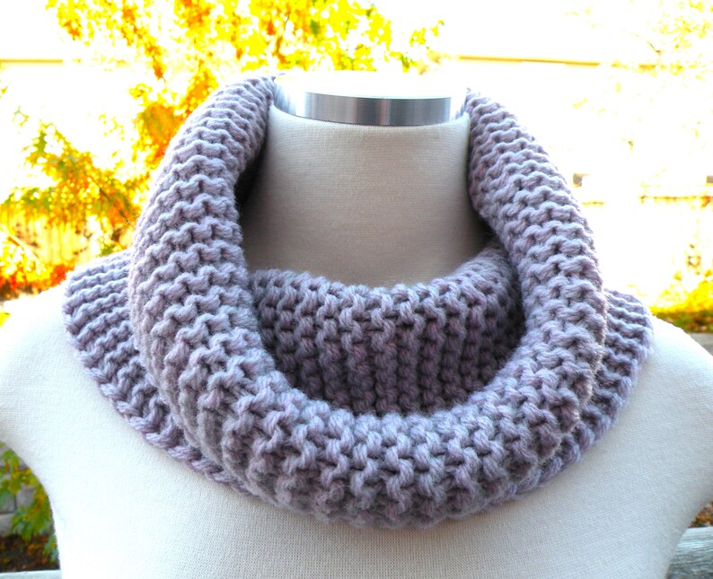 Hand Knit Chunky Lavender Scarf: Cozy Wool Blend Neck Warmer - Etsy