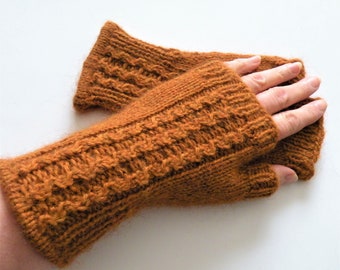 Alpaga laine tricot à la main femmes gants laine SMS, ordinateur, conduite gants sans doigts, poignet/main chauffe cadeau pour elle, mère, sœur, épouse